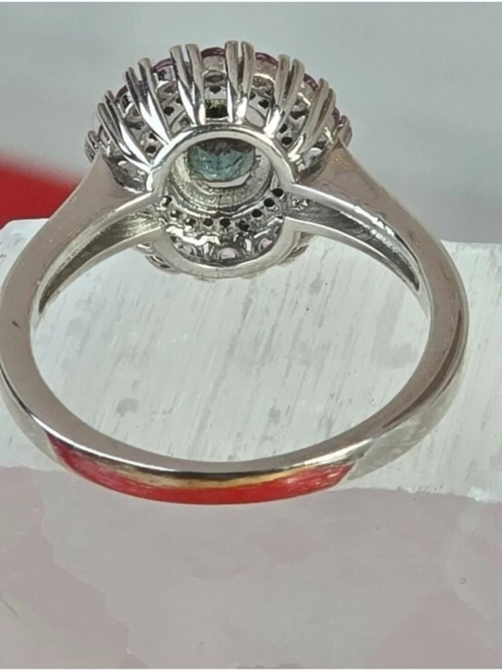 925 Sterling Silver Ring 6.5 with Natural Emerald, Sapphires & Diamonds